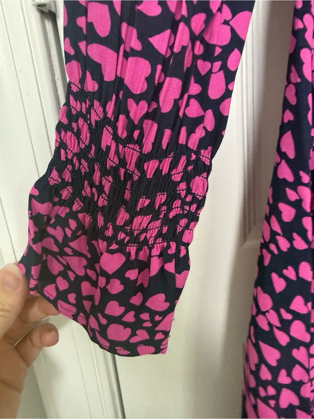 LOFT Navy Dress with Hot Pink Heart Print - Picture 5 of 8